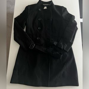 Banana republic women’s XL trench coat wool black with belt
